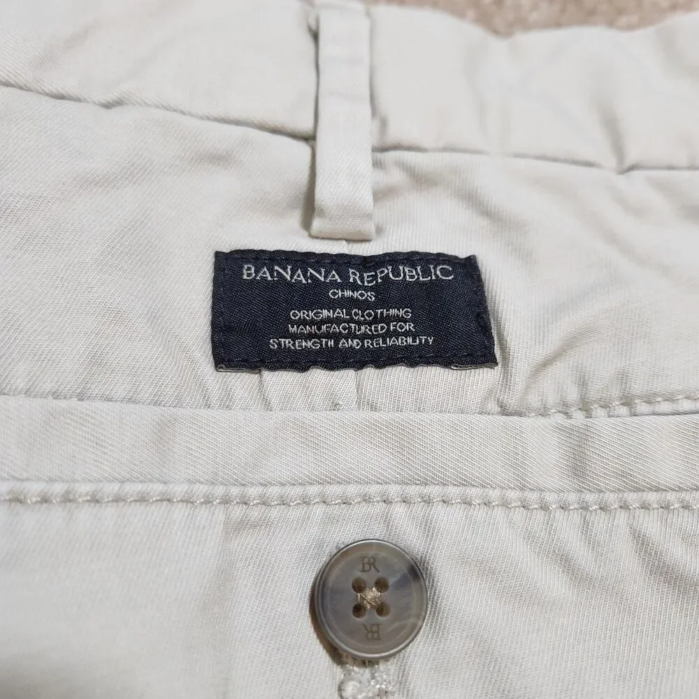 Banana Republic Pants Men 38X30(28.5) Cream Lived In Skinny Chino